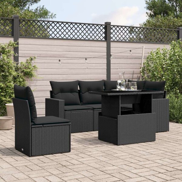 VidaXL Polyrattan Kerti Ülőgarnitúra - 6 részes - Fekete