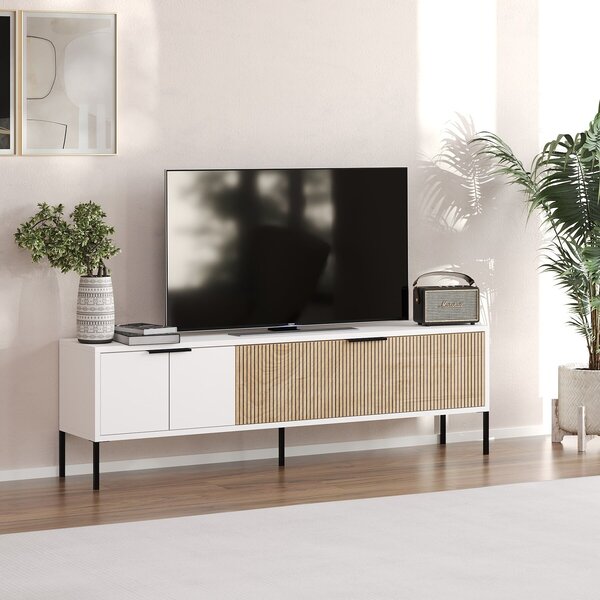 Hanah Home TV állvány fehér, rattan Noah - fehér, rattan