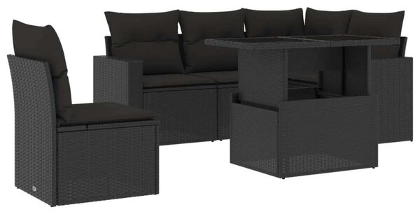 VidaXL Polyrattan Kerti Ülőgarnitúra - 6 részes - Fekete