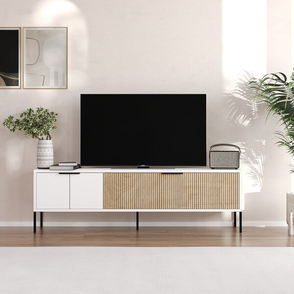Hanah Home TV állvány fehér, rattan Noah - fehér, rattan