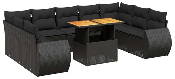 VidaXL Polyrattan Kerti Ülőgarnitúra - 10 részes - Fekete