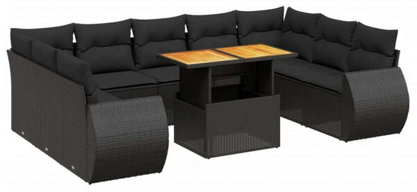 VidaXL Polyrattan Kerti Ülőgarnitúra - 10 részes - Fekete