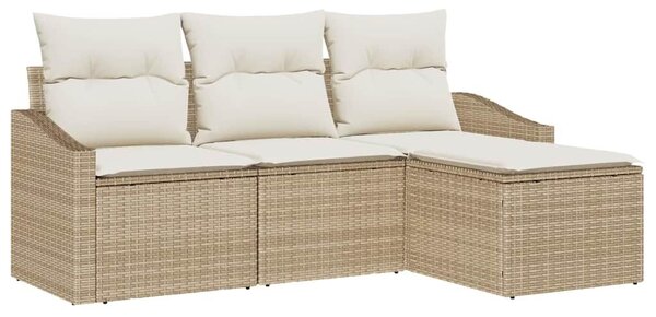 VidaXL Kerti Kanapé Szett 4 pcs Bézs Poli rattan