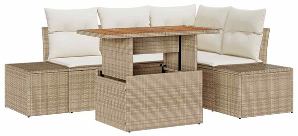 Kerti Kanapé Szett 5 pcs Beige és krém 100 x 55 x 73 cm