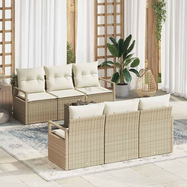 Kerti Kanapé Szett 7 pcs Beige és krém 55 x 55 x 37 cm