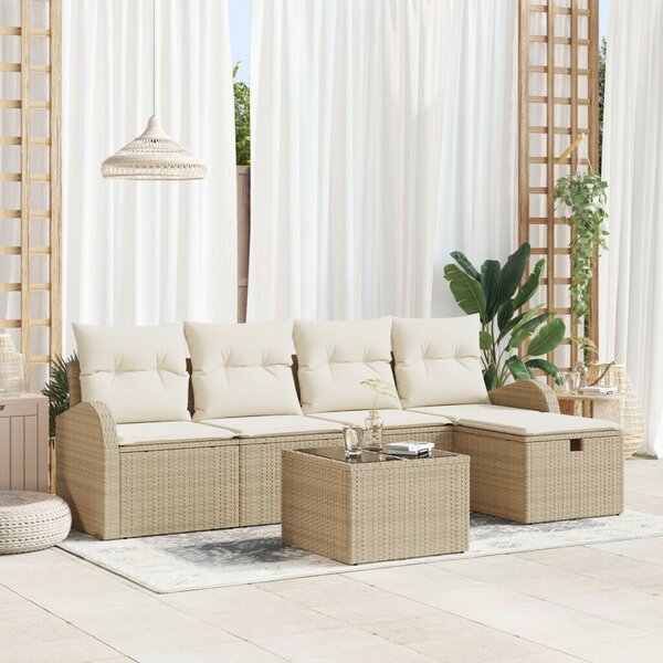 VidaXL Kerti Kanapé Szett 6 pcs bézs és krémszínű 234 x 117 x 85 cm