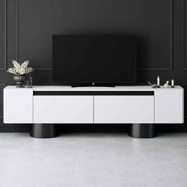 Hanah Home TV-állvány fehér, fekete Bohem - fehér, fekete