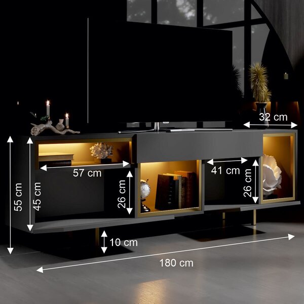 Hanah Home TV-állvány Antracit Arany Norm - Antracit, Arany