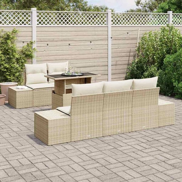 VidaXL Kerti Kanapé Szett 6 pcs bézs és krémszínű 100 x 55 x 73 cm