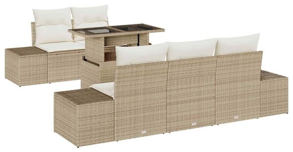 VidaXL Kerti Kanapé Szett 6 pcs bézs és krémszínű 100 x 55 x 73 cm
