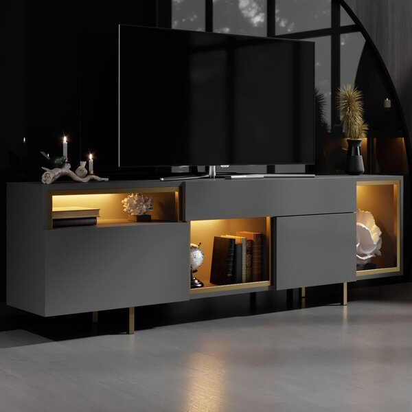 Hanah Home TV-állvány Antracit Arany Norm - Antracit, Arany