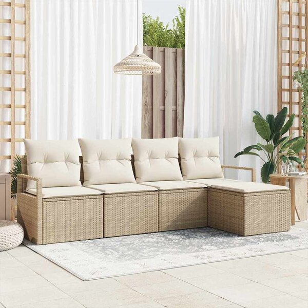 VidaXL Kerti Kanapé Szett 5 pcs Bézs Poli rattan