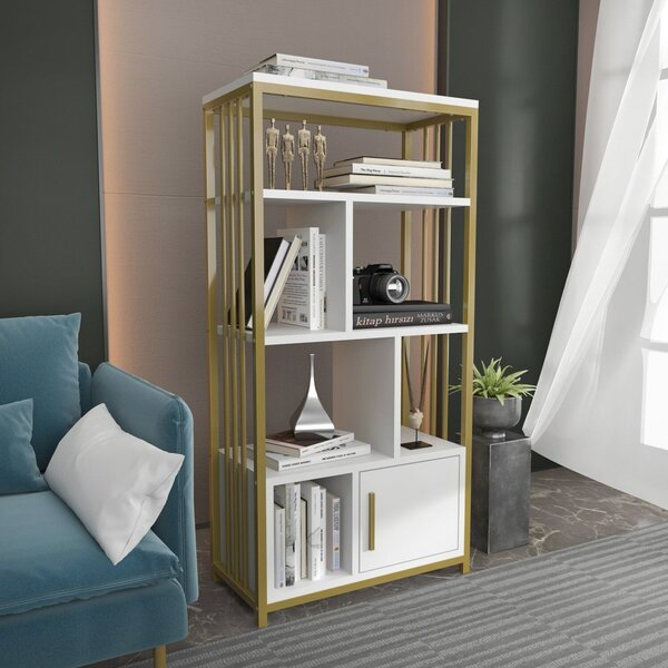 Hanah Home Valero könyvespolc - Fehér, Arany