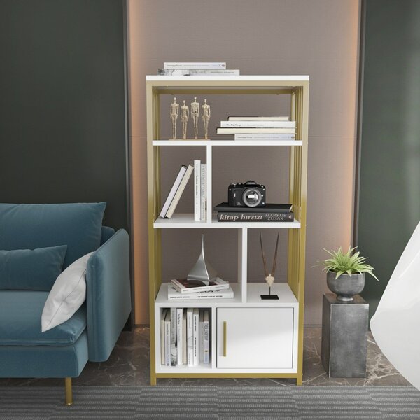 Hanah Home Valero könyvespolc - Fehér, Arany