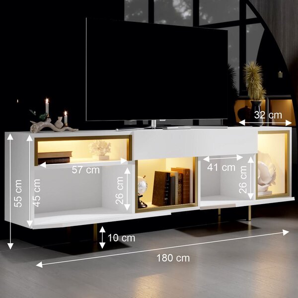 Hanah Home TV Stand White Gold Norm - White, Gold