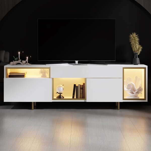 Hanah Home TV Stand White Gold Norm - White, Gold