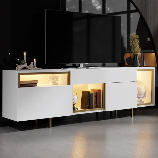 Hanah Home TV Stand White Gold Norm - White, Gold