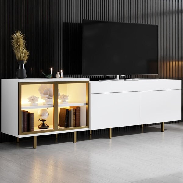 Hanah Home TV Stand White Gold Vienna - White, Gold