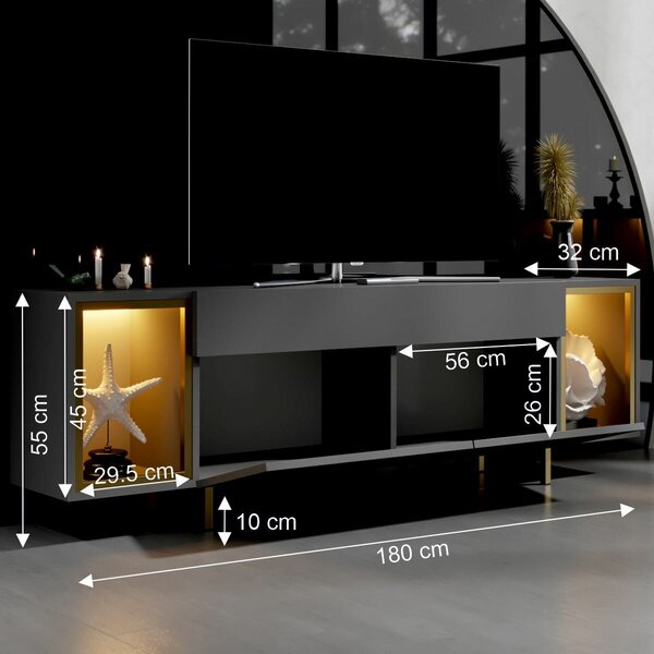 Hanah Home Zenith TV állvány, antracit/arany