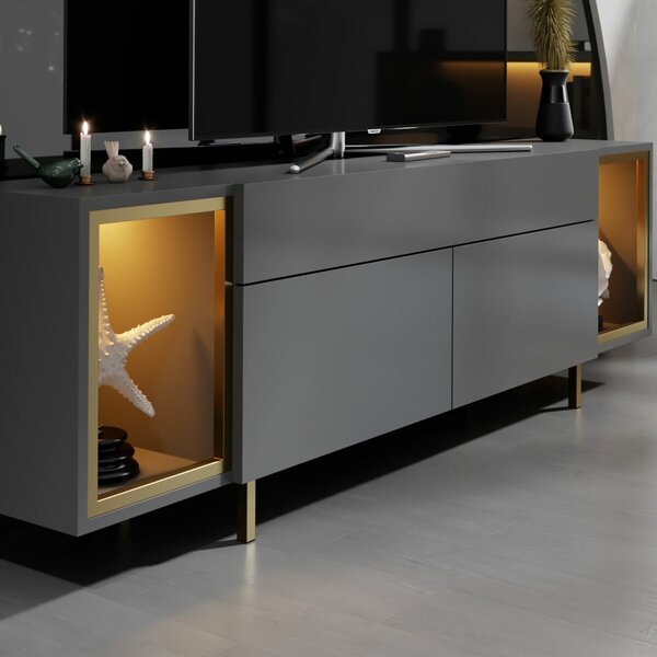 Hanah Home Zenith TV állvány, antracit/arany