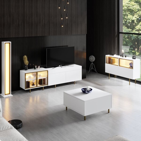 Hanah Home TV Stand White Gold Vienna - White, Gold