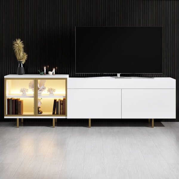 Hanah Home TV Stand White Gold Vienna - White, Gold