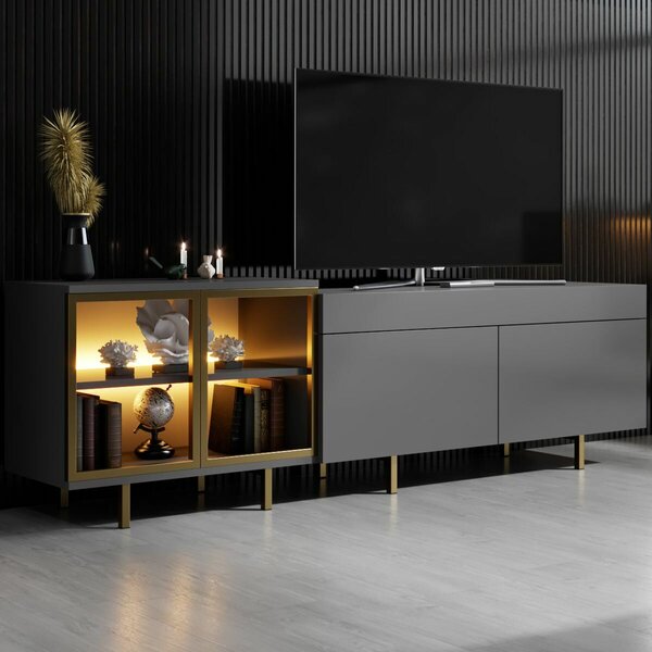 Hanah Home TV állvány Antracit Arany Vienna - Antracit, Arany