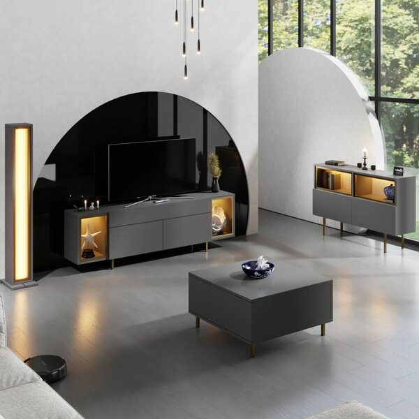 Hanah Home Zenith TV állvány, antracit/arany