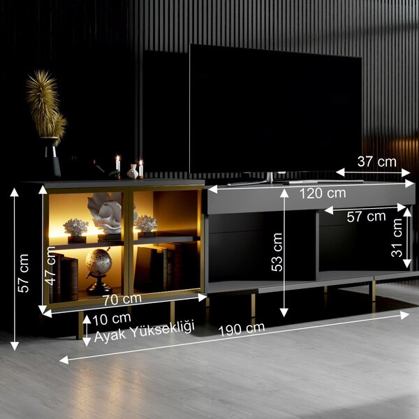 Hanah Home TV állvány Antracit Arany Vienna - Antracit, Arany