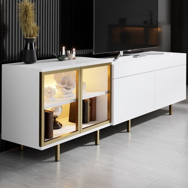 Hanah Home TV Stand White Gold Vienna - White, Gold