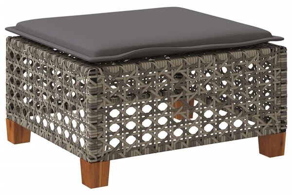 Szürke polyrattan kerti ülőke párnával 63,5 x 56 x 32 cm