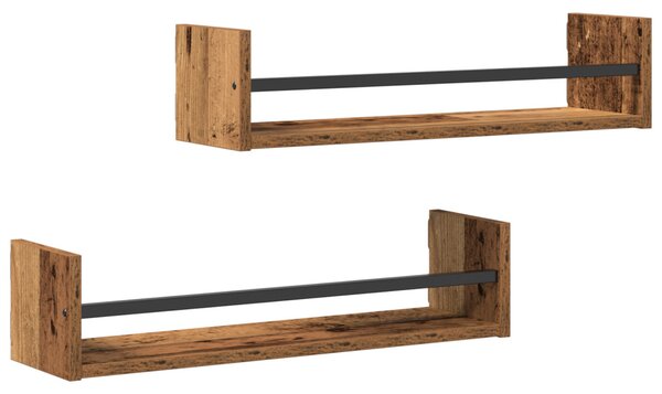 Falipolcok 2 db Régi fa 60x16x14 cm Műgyanta