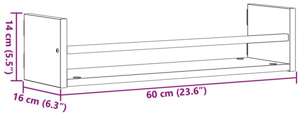 Falipolcok 2 db Régi fa 60x16x14 cm Műgyanta
