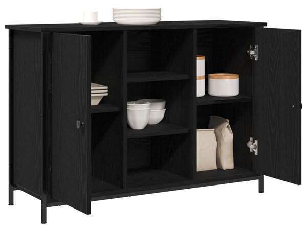 Büfé fekete tölgy 100x35x70 cm mérnöki fa és acél