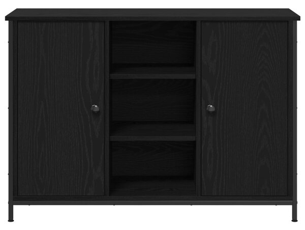 Büfé fekete tölgy 100x35x70 cm mérnöki fa és acél