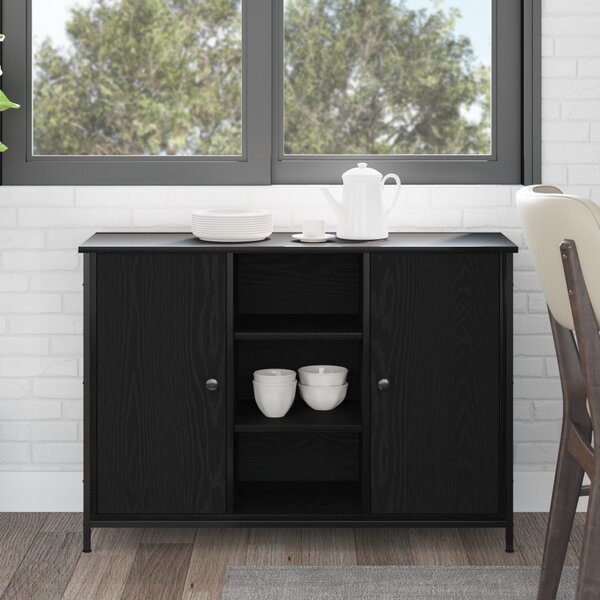Büfé fekete tölgy 100x35x70 cm mérnöki fa és acél