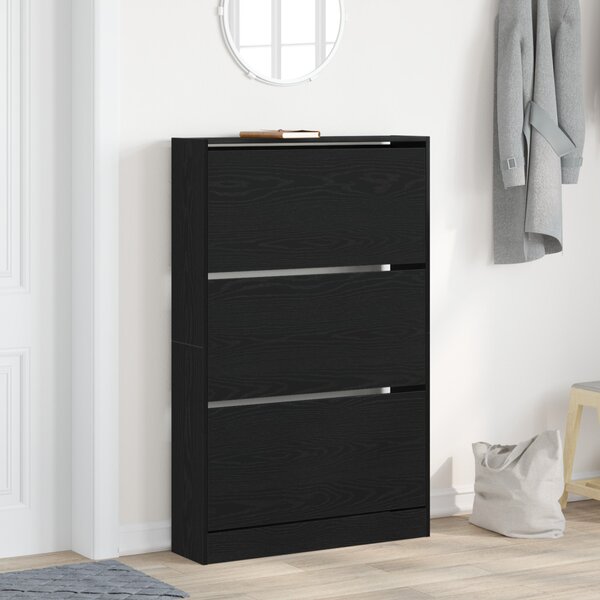 Cipőtartó Fekete Tölgy 80x21x125,5 cm Szerelt Fa