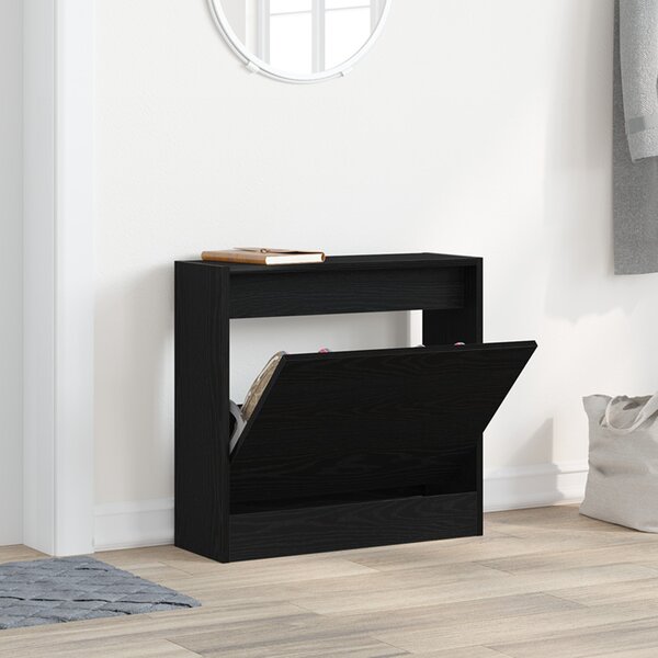 Cipőtároló Fekete Tölgy 60x21x57 cm Műanyag