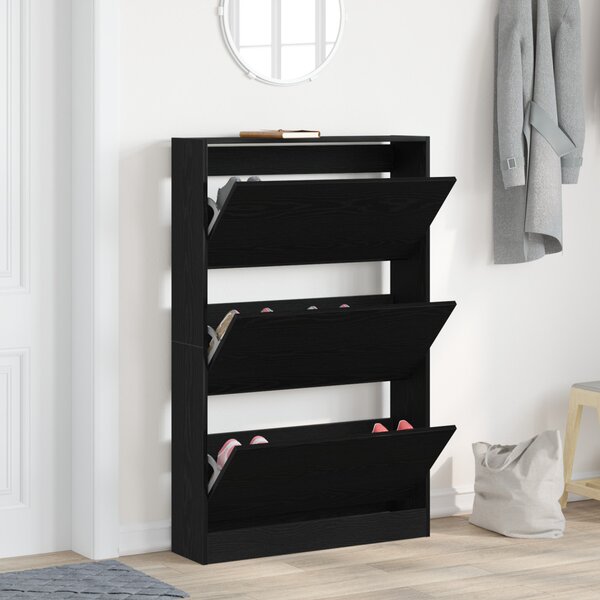 Cipőtartó Fekete Tölgy 80x21x125,5 cm Szerelt Fa