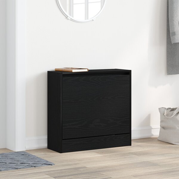 Cipőtároló Fekete Tölgy 60x21x57 cm Műanyag
