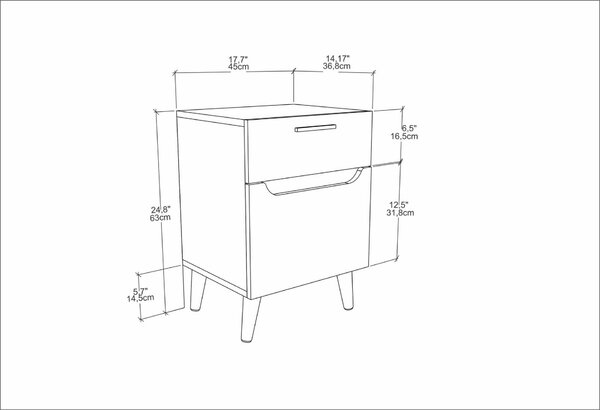 Hanah Home Nightstand White Oak Losso - White, Oak