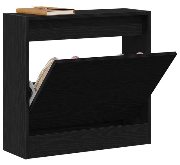 Cipőtároló Fekete Tölgy 60x21x57 cm Műanyag