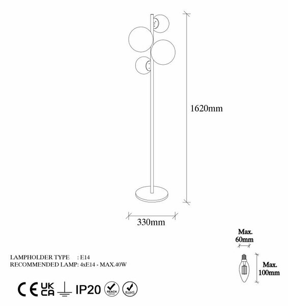 Opviq Floor Lamp Black Fazli - 10522