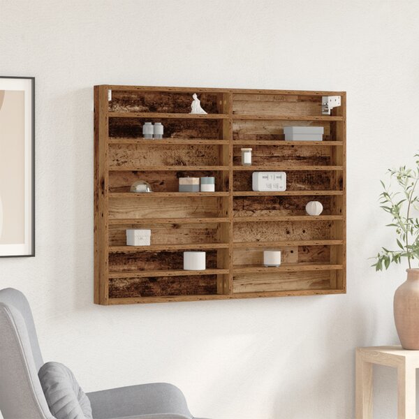 Kiállító szekrény polcokkal Öreg fa 100 x 8,5 x 75 cm Faanyag