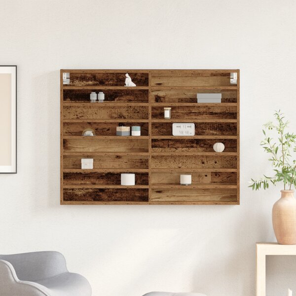Kiállító szekrény polcokkal Öreg fa 100 x 8,5 x 75 cm Faanyag