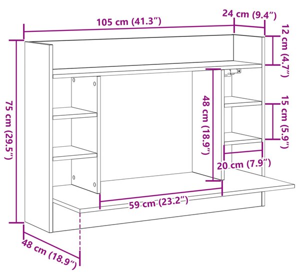 Falra Szerelhető íróasztal Mesteri fa 105x48x75 cm Mérnöki fa