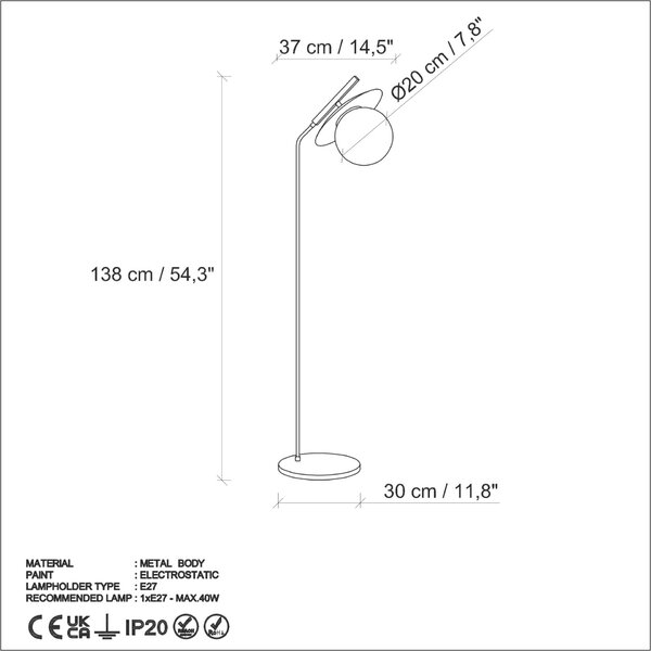 Opviq Állólámpa Black Anemon 13805 - Fekete