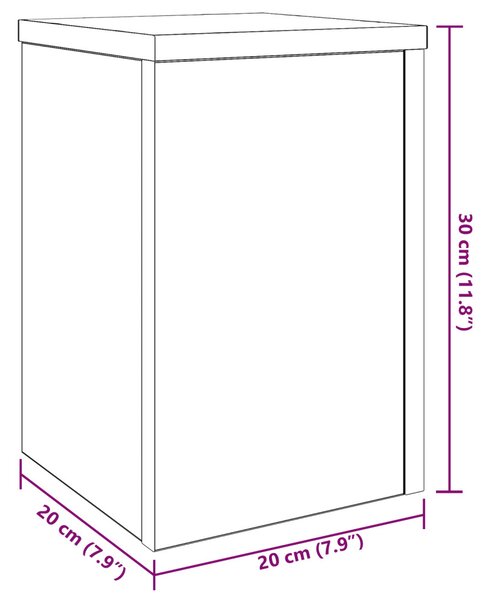 Növényállványok 2 db Fekete tölgy 20x20x30 cm Mérnöki fa