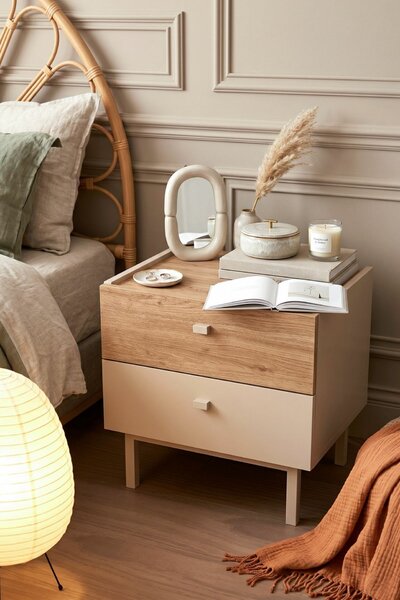 Hanah Home Éjjeliszekrény Homokszínű tölgy Luke - LK1-CS