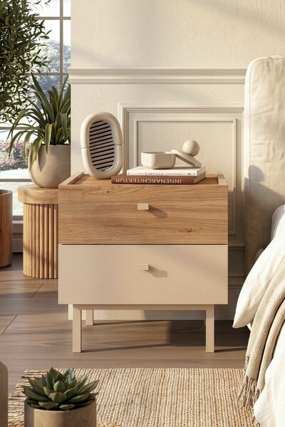 Hanah Home Éjjeliszekrény Homokszínű tölgy Luke - LK1-CS